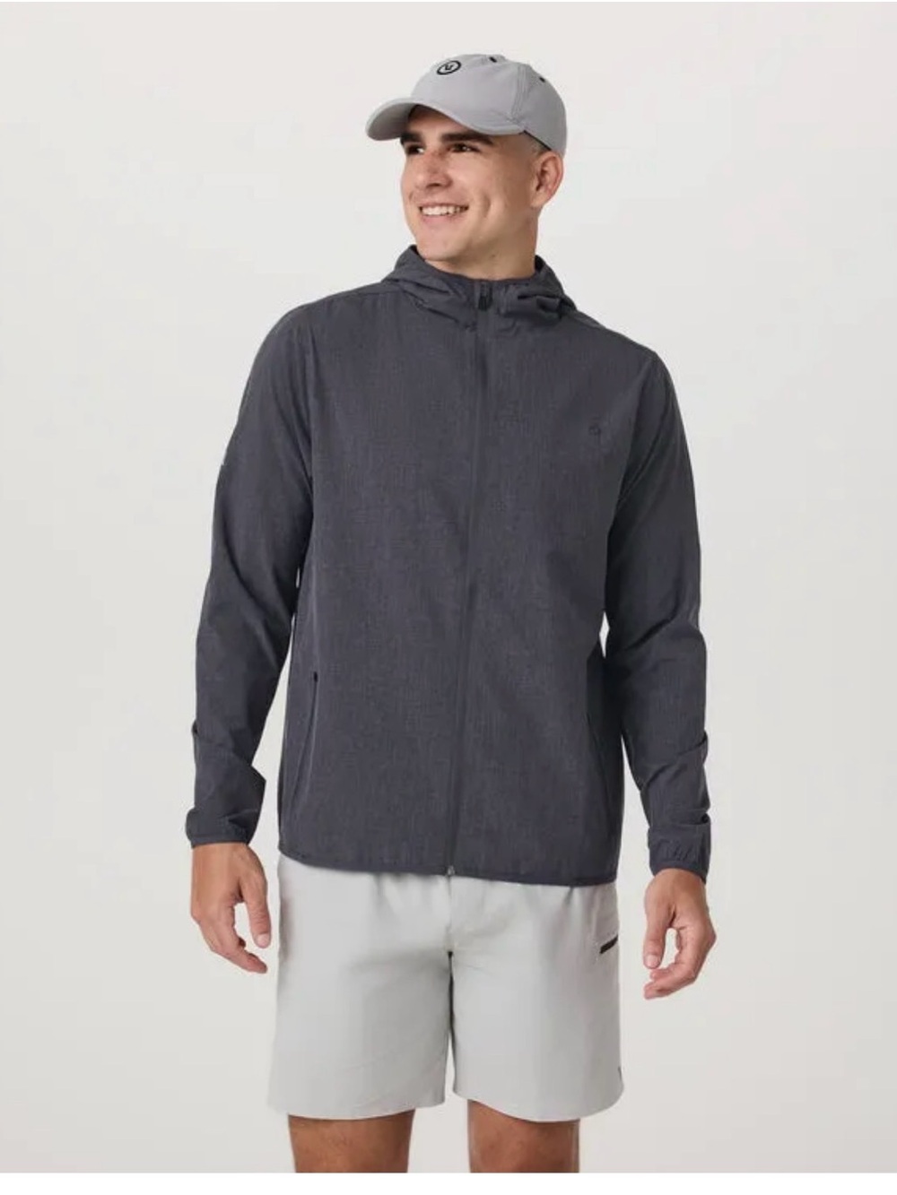 Vuori Mens Jacket Outdoor Trainer Shell in Moonlight Linen Texture